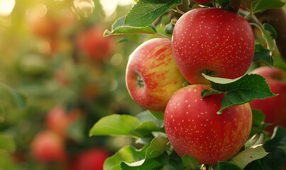 Ripe Red Apples Hanging From Branch