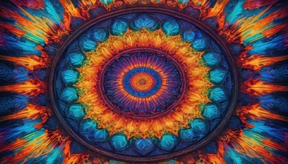 Obraz premium Abstract Colorful Mandala with Blue and Orange Hues.