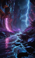 Stormy Night in a Fantasy Valley.