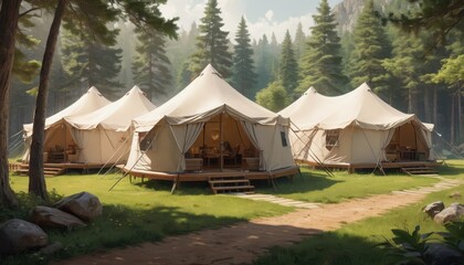 Luxurious Camping Tents in the Forest.
