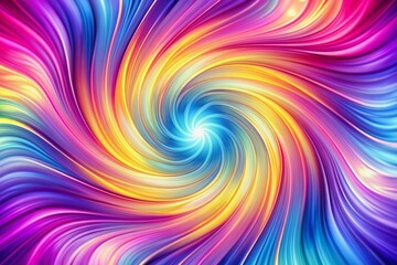 Fototapeta premium Vibrant abstract pattern with swirling gradient of pink, purple, blue, and yellow hues, creating a mesmerizing and futuristic visual effect on a white background.