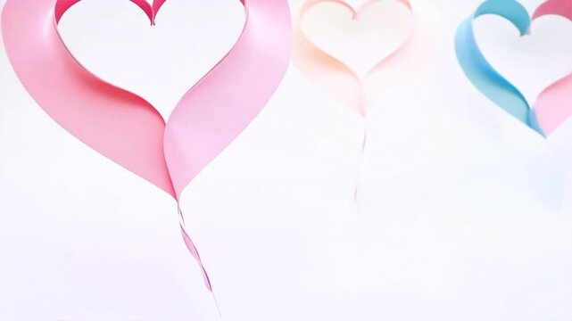 Ribbons shaped as hearts on white, valentines day concept