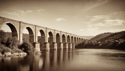 Fototapeta premium Stone Bridge Over a River.