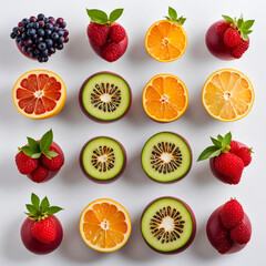 Naklejka premium New style of fruits photography with the sets of fruits