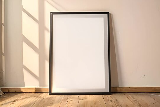 Modern Minimalist Mockup of an Empty Room with Blank Frame