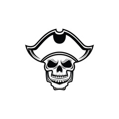 pirate skull logo design concept vintage retro style