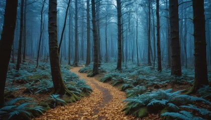 Fototapeta premium Misty Forest Path.