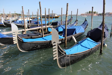 Venice, Italy, 09/07/2022. Gondola - this type of transport is considered the legendary symbol of Venice.