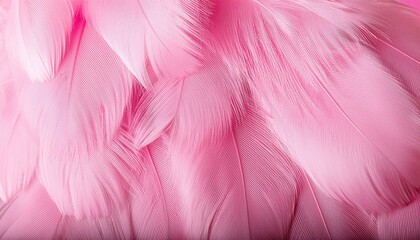 Obraz premium ピンク色の鳥の羽の背景画像（Background image of black bird feathers.） 