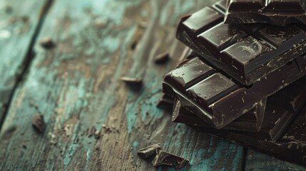 Vintage toned chocolate on wooden background