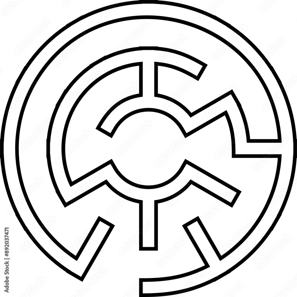 Poster vector simple black maze circle. simple black labyrinth. vector maze symbol. labyrinth isolated on w