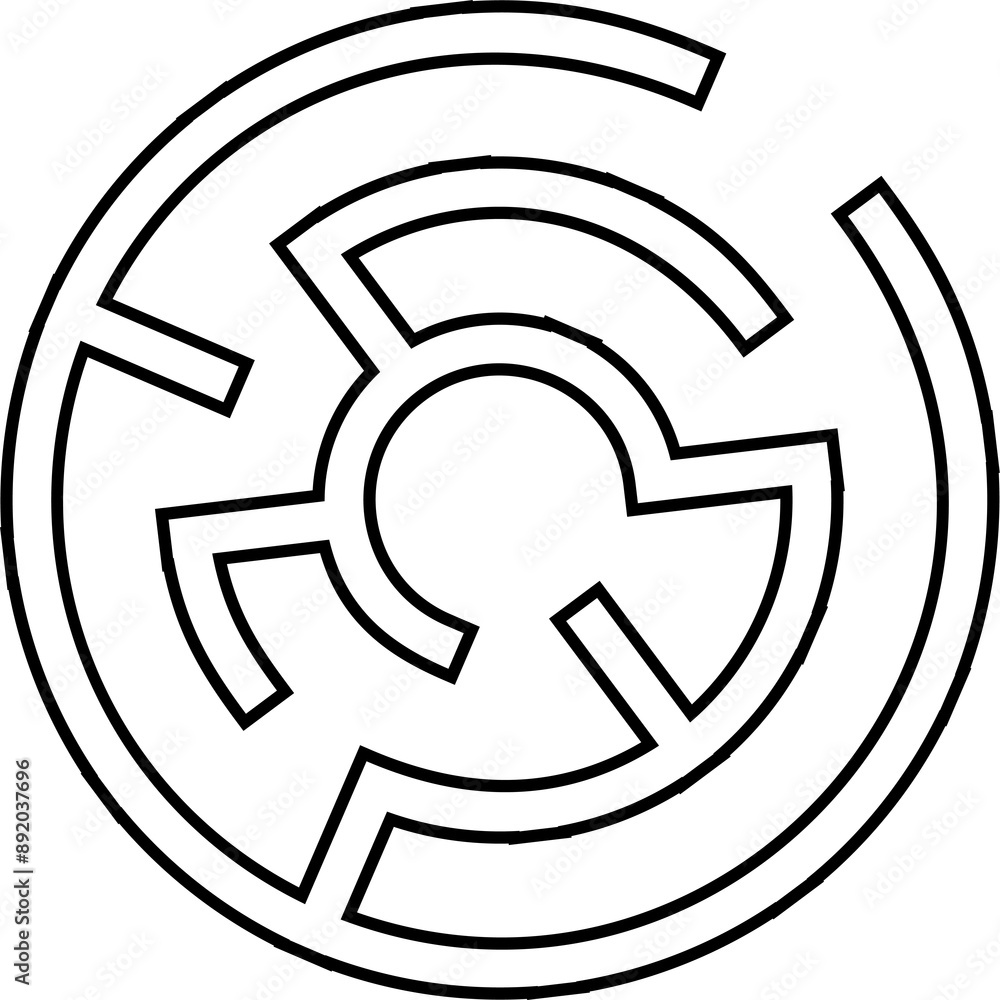 Poster abstract maze background. labyrinths in shape of circle. modern design of mystery pattern for busine