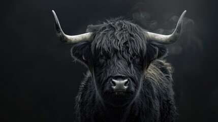 Highland cattle in black with empty space
