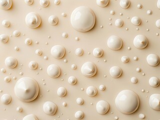 Textured background featuring a variety of cream-colored spheres and bubbles in an abstract arrangement.