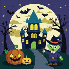 halloween flat vector illustration