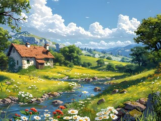 Beautiful Rural View: Generative AI Art