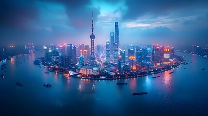 Generative AI, Stunning City Night Skyline