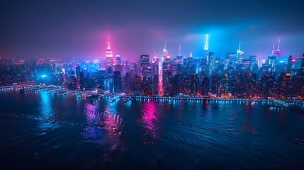 Generative AI, Urban Skyline After Dark