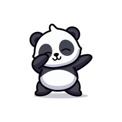 panda cute dabbing pose cartoon character vector illustration template design