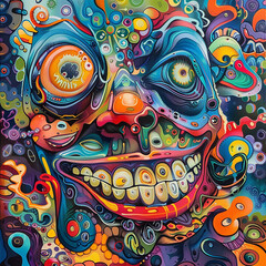 Fototapeta premium Painting style illustration of punk zombie graffiti style 