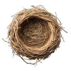 Obraz premium Bird-nest empty top view isolated on transparent background