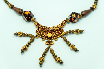 Balinese jewelry necklaces with white background