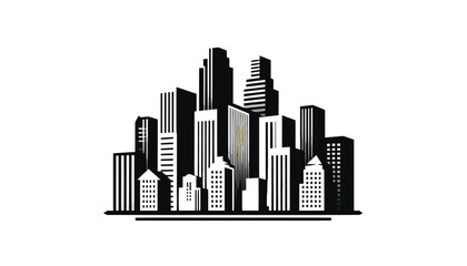 Fototapeta premium black and white silhouette of a city building