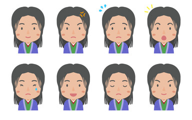 色々な表情の平安貴族（女性）
