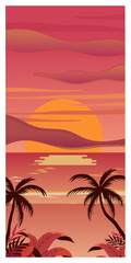 Sunset beach illustration background