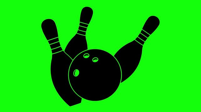 bowling illustration video animation pin hobby ball silhouette strike logo sport icon competition hit bowl play equipment score game outline win spare speed for green screen footage