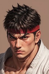 Obraz premium a man with a red bandanna around his head