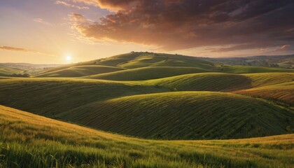 Fototapeta premium Rolling Hills at Sunset.