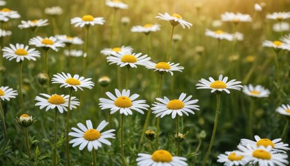 Fototapeta premium Daisy Field in the Sunlight.