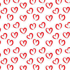 Love heart seamless vector pattern. Seamless vintage background with sketch hearts, illustration of artistic drawing heart.