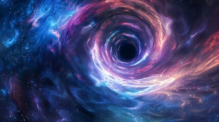 Obraz premium A wormhole opening in deep space, swirling with energy and distorting light