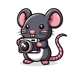 A mouse with a camera Adobe Illustrator Artwork