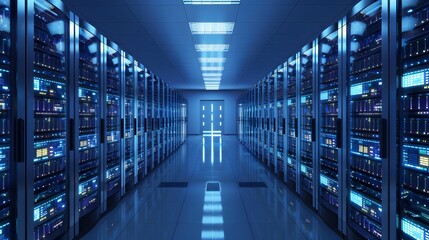 Fototapeta premium Security system of modern server room at data center. 