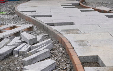 Brick Pathway Under Construction – Outdoor Landscaping...