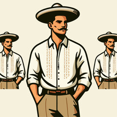 vector illustration of Mexican person character