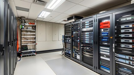 Security system of modern server room at data center. 