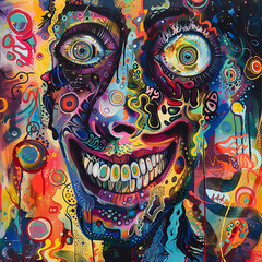 Painting style illustration of punk zombie graffiti style