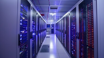 Obraz premium Security system of modern server room at data center. 