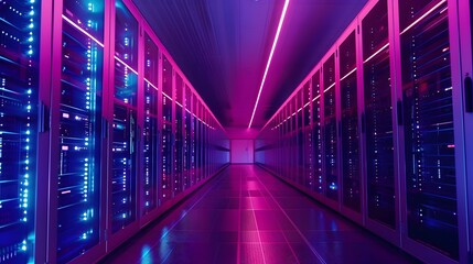 Fototapeta premium Security system of modern server room at data center. 