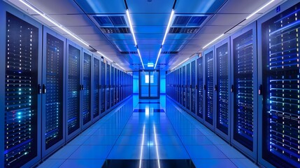 Fototapeta premium Security system of modern server room at data center. 