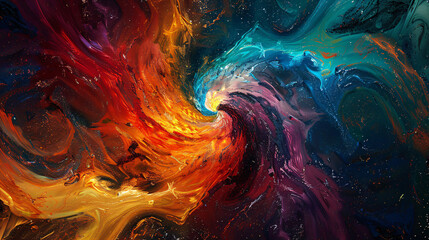 Swirling galaxy of colors and nebulae in digital art style