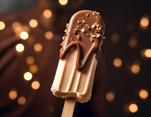 Obraz premium vanilla ice cream stick with chocolate skin