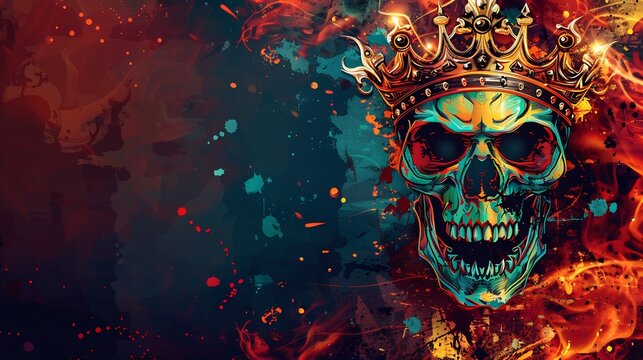 Metal crown flame design skull