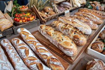 many bread on long table, Celebration, luxury food