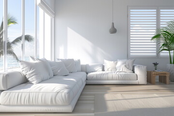 Fototapeta premium Modern living room, luxury interior with sofa, home deco