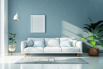 Modern living room, luxury interior with sofa, home deco